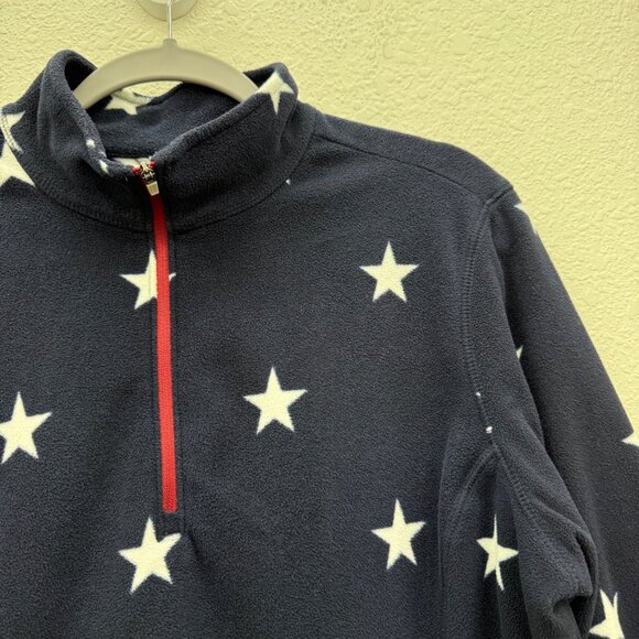 Eddie Bauer Star Print Navy Blue 1/4 Zip Fleece Pullover Sweatshirt Womens sz XL - Picture 3 of 9
